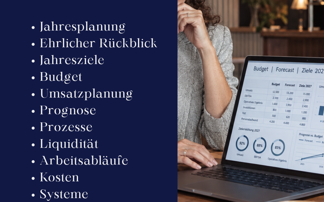 Jahresplanung 2027 · Budgetplanung Hotel · Forecast Hotel · Budgetplanung KMU · Jahresplanung Selbstständige · Ziele setzen 2027 · Prozessoptimierung